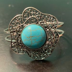 Rose and turquoise inspired cuff bracelet.